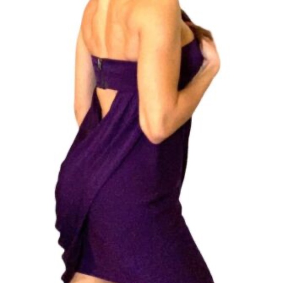 Alice + Olivia Dresses & Skirts - Alice + Olivia Size XS Purple Satin Silk Strapless Draped Mini Dress